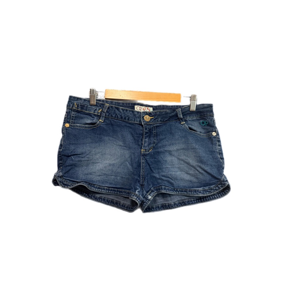 OP Ocean Pacific Denim Shorts Womens 13 Blue Excellent Scallop Dolphin Hem